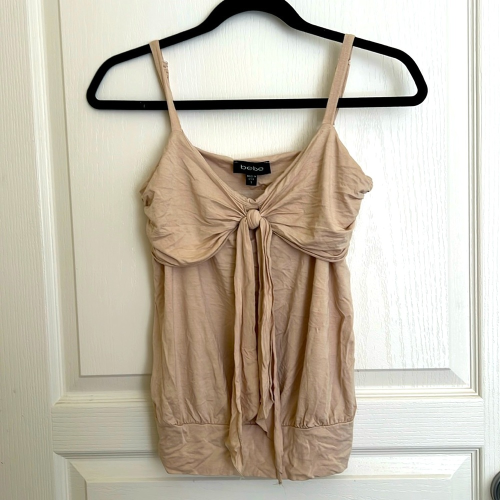 Vintage Bebe Cream Bow Front Top